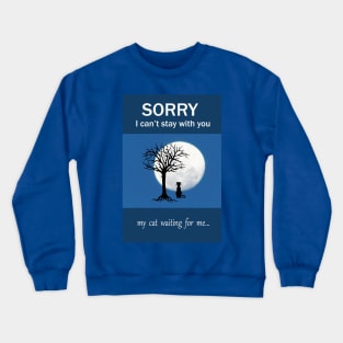 black cat, tree and moon Crewneck Sweatshirt